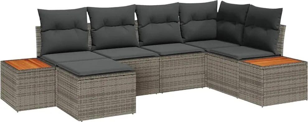 vidaXL Kerti Kanapé Szett párnával 6 pcs Szürke polirattan