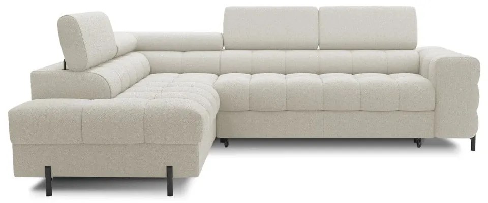 Krémszínű buklé kinyitható-tárolóhelyes sarokkanapé (bal oldali-L alakú) Ferucce – ELTAP