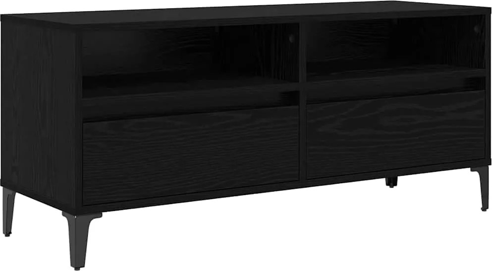 vidaXL TV szekrény Fekete tölgy 100 x 34,5 x 44,5 cm Műszaki fa és vas