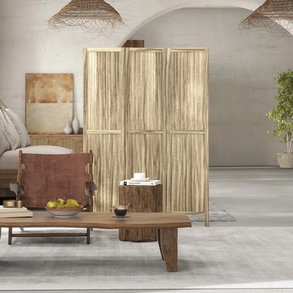 HOMCOM Paulownia Fa 3-paneles Hálósztó 120 x 170 cm Összecsukható | Aosom