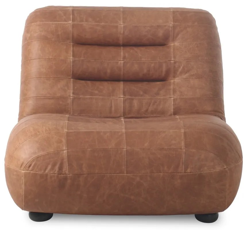 Konyakbarna bőr fotel Wyatt – Dutchbone