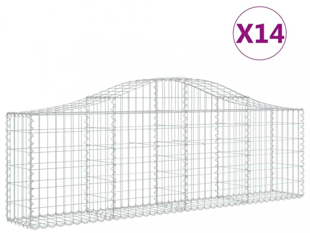 vidaXL 14 db íves horganyzott vas gabion kosár 200x30x60/80 cm