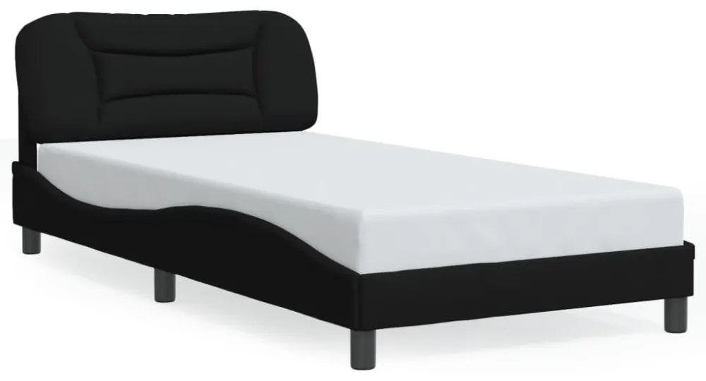fekete szövet ágykeret LED-ekkel matrac nélkül 100x200 cm