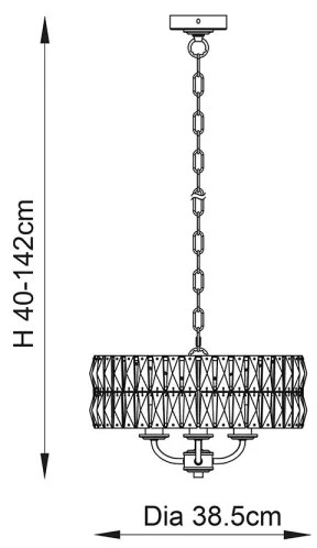 Endon 106243 - Láncos csillár CLIFTON 3xE14/6W/230V Ø 38,5 cm sárgaréz/átlátszó