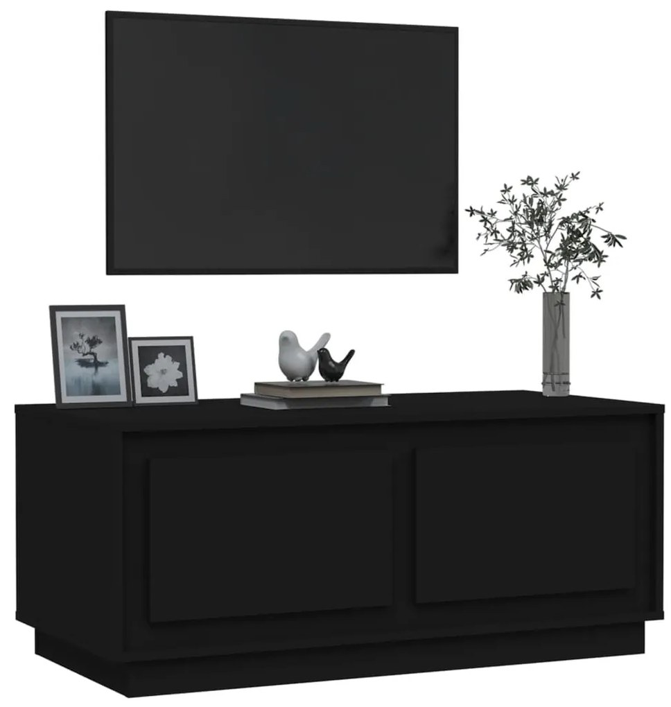 Fekete szerelt fa dohányzóasztal 102x50x44 cm