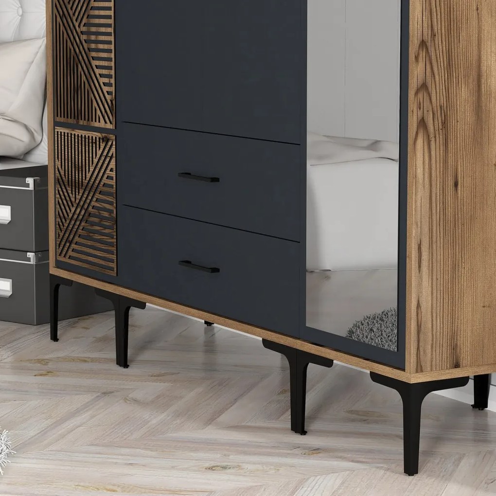 Kumsal gardróbszekrény, dió-antracit, 160 cm – TR845HCT5464
