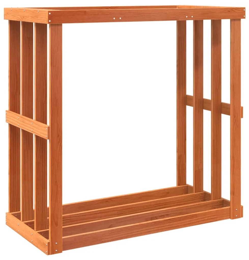 viaszbarna tömör fenyőfa kültéri rönktároló 109x52x106 cm