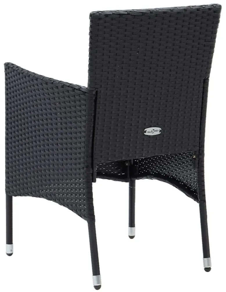 vidaXL 9 részes fekete polyrattan kerti étkezőgarnitúra párnákkal