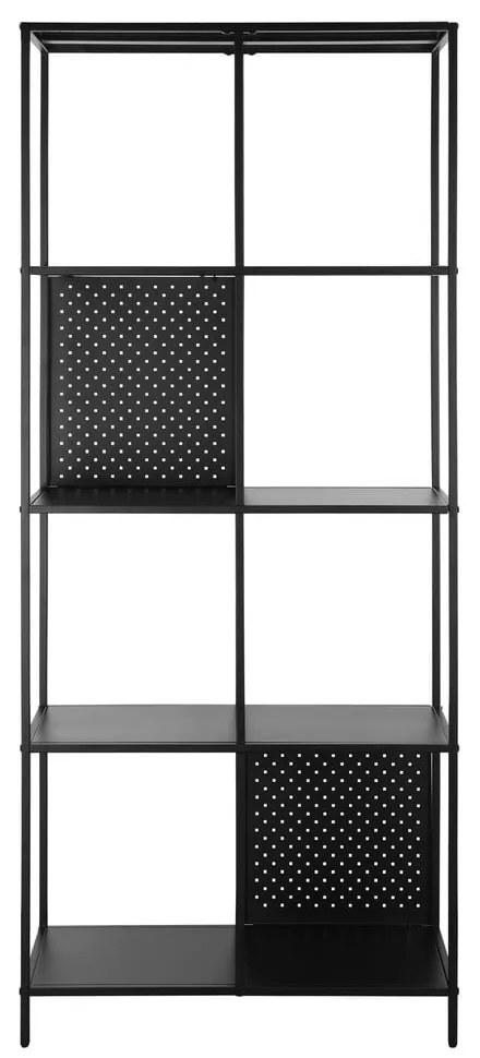 Fekete fém könyvespolc 75x180 cm Charleston – Støraa