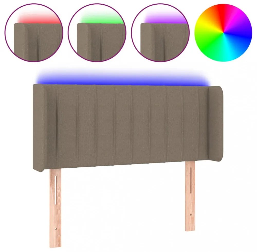 tópszínű szövet LED-es fejtámla 103 x 16 x 78/88 cm