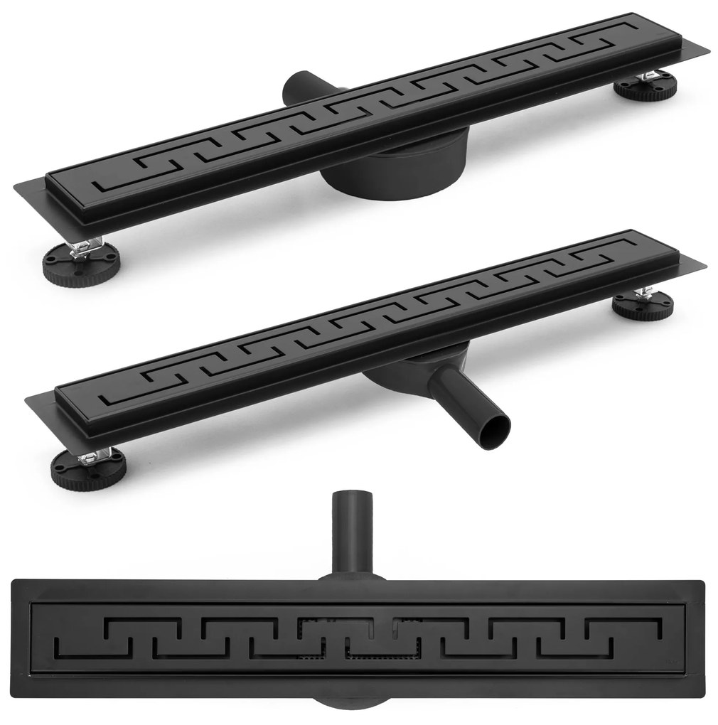 Rea PRO Black Matt, lineáris vízelvezető csatorna 60cm, görög mintás, fekete matt, REA-G8023