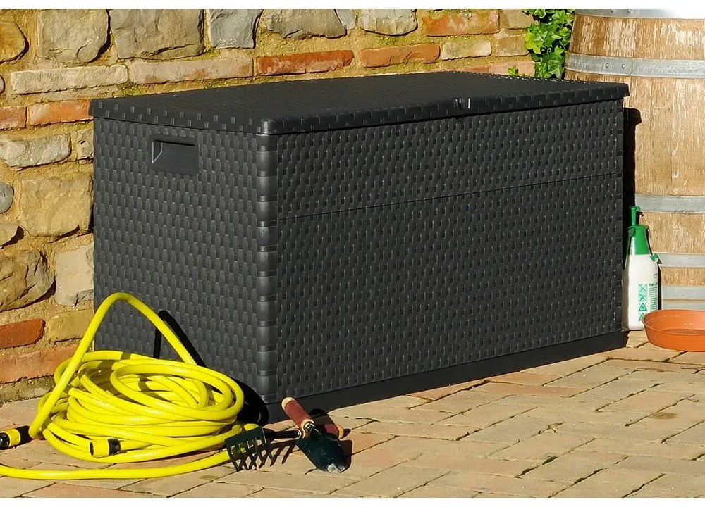Sötétszürke kerti tárolódoboz Rattan – Toomax