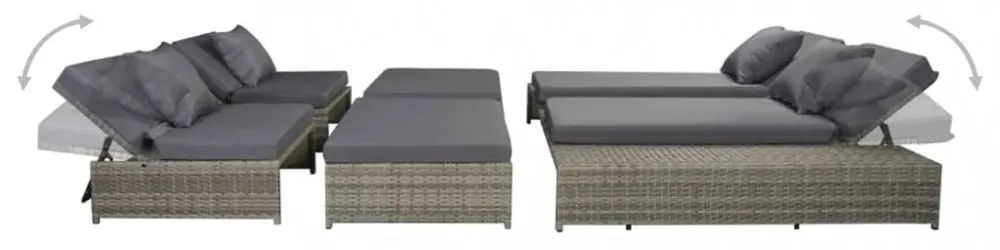 15 részes szürke kültéri polyrattan pihenőszett