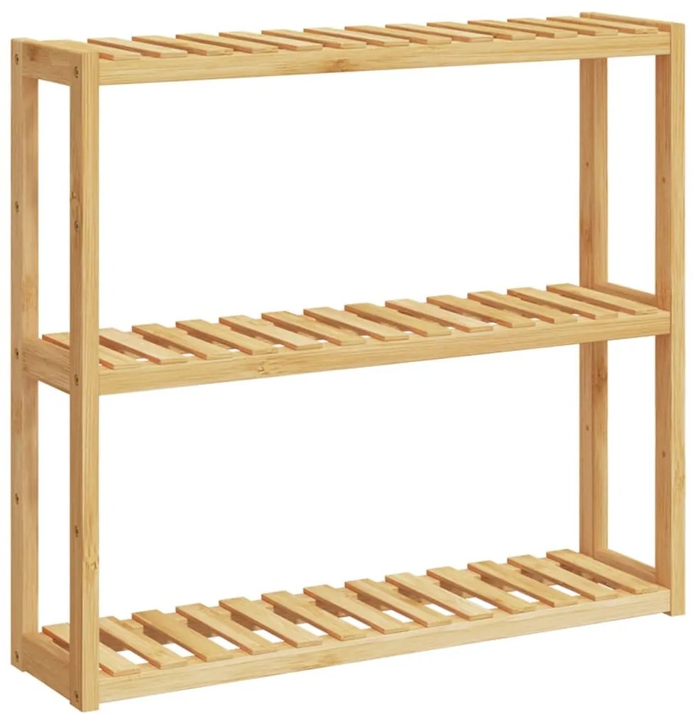 bambusz 3 szintes falra szerelhető fürdőszobapolc 60x15x54 cm