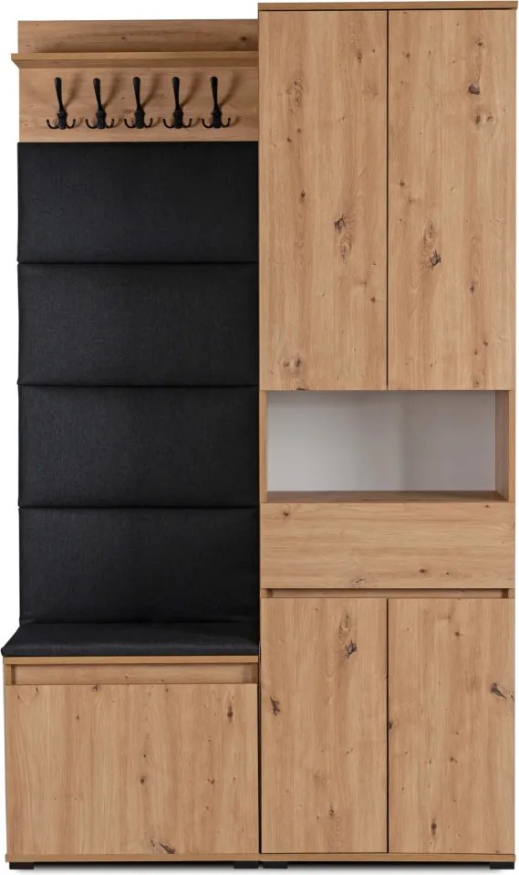 Előszoba bútor szett 120 cm artisan tölgy/grafit színben – MODENA