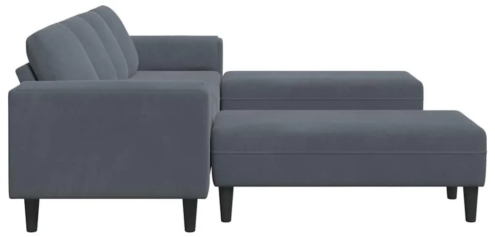 Kanapé Szett 3 pcs Sötétszürke Bársony