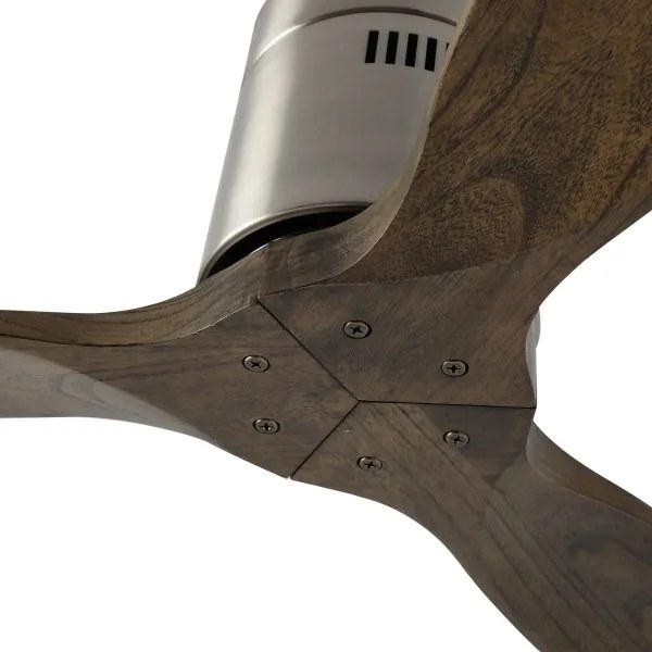 ZEVENTI - SPELLO mennyezeti ventilátor, Wi-Fi Tuya, króm/tölgy + távirányító