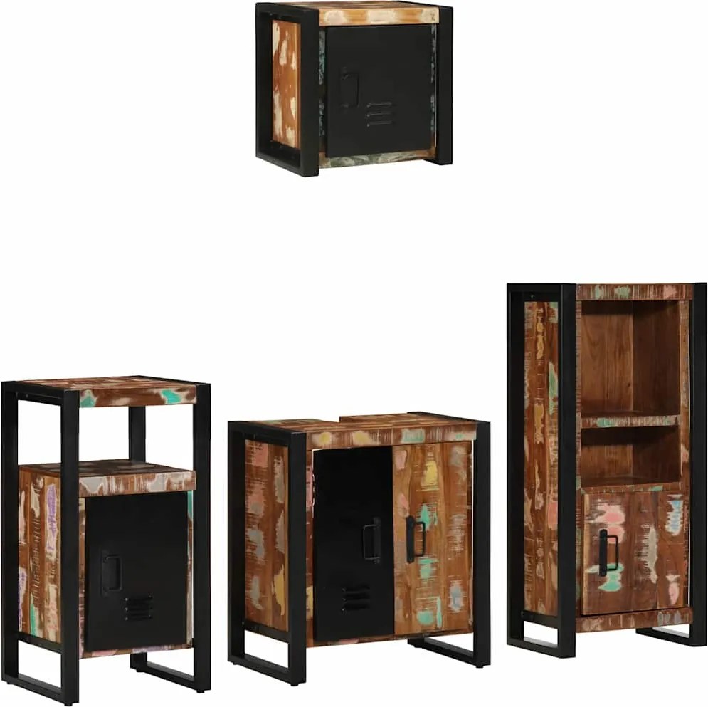 vidaXL Fürdőszoba bútor szett 4 pcs Szilárd Újrahasznosított Fa