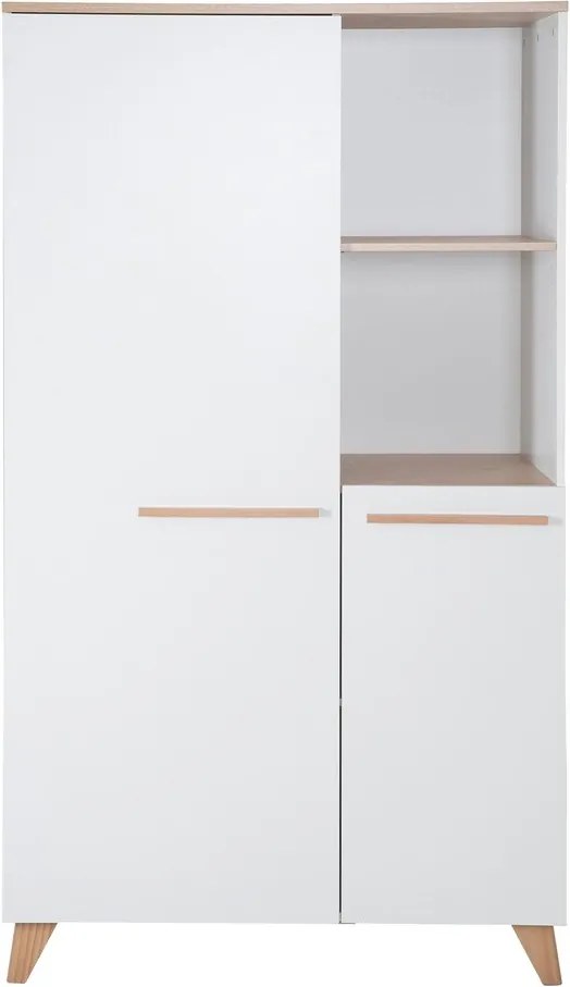 Fehér gyerek ruhásszekrény tölgyfa dekorral 52x180x180 cm Léon – Roba