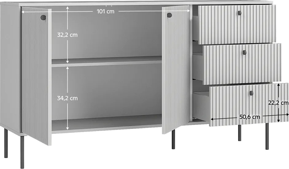 ARIS 2D3S komód, szürke