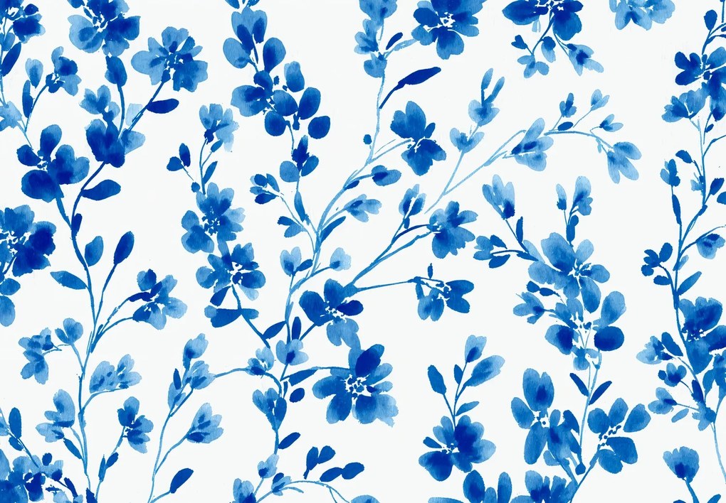 Fotótapéta - Kék festett virágok (147x102 cm)