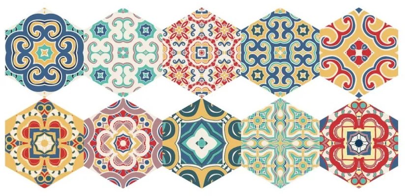 Floor Stickers Hexagons Lorena 10 db-os padlómatrica szett, 40 x 90 cm - Ambiance