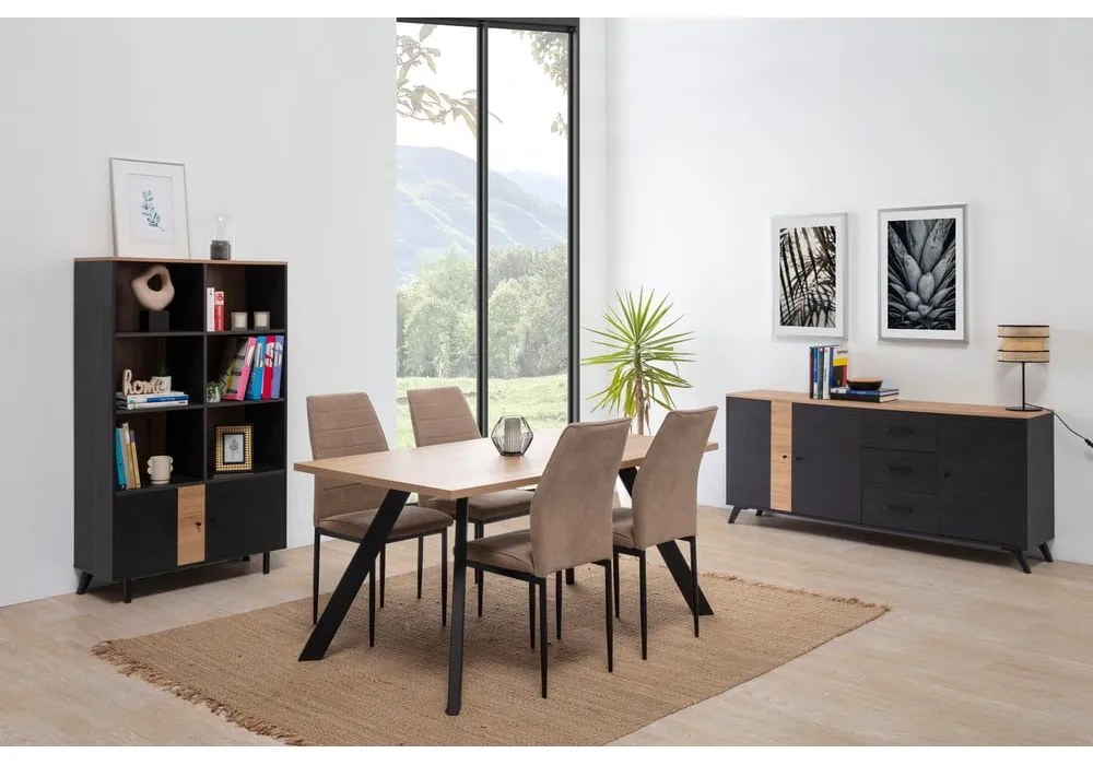 Étkezőasztal tölgyfa dekoros asztallappal 90x160 cm Texas – Marckeric