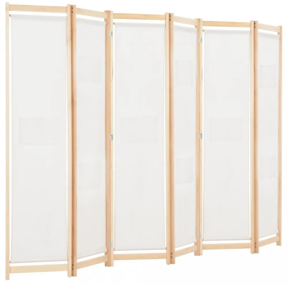 krémszínű 6-paneles szövetparaván 240 x 170 x 4 cm
