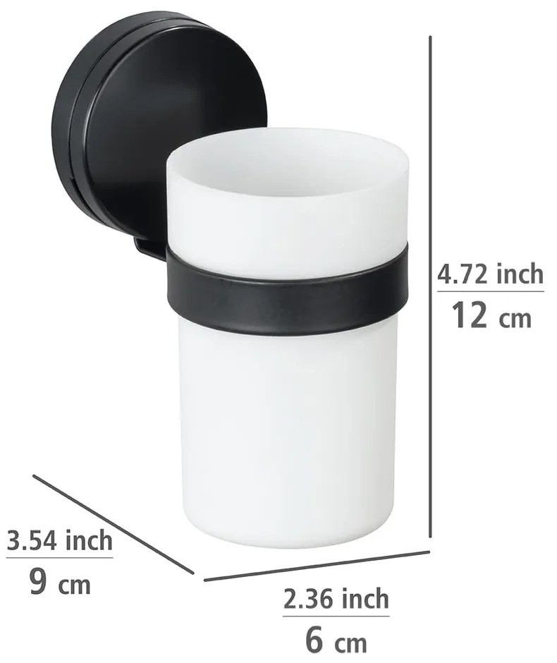 Static-Loc® Plus fekete-fehér fali fogkefetartó pohár - Wenko
