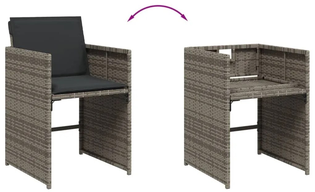 15 részes szürke polyrattan kerti ülőgarnitúra párnákkal