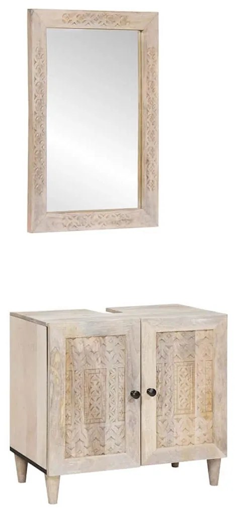 Fürdőszoba bútor szett tárolóval 2 pcs Fehér 62 x 33 x 58 cm