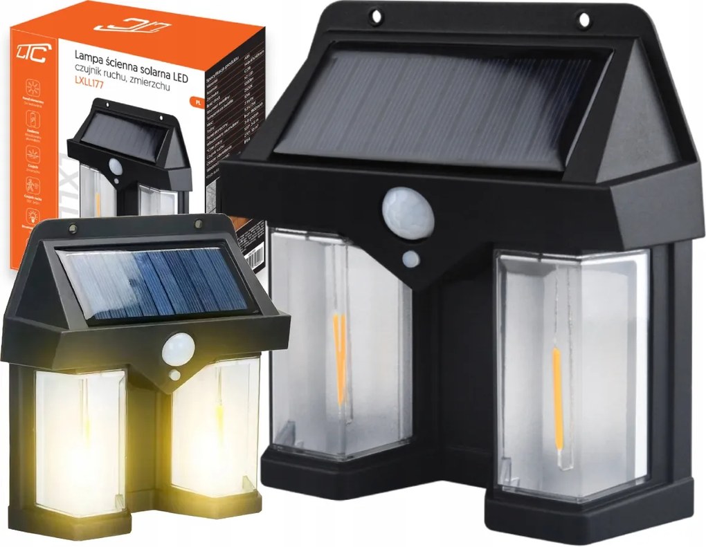 Napelemes Lámpa Kerti Homlokzati Fali Lámpa Szürkületi Mozgásérzékelő