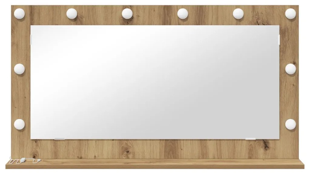 Pipere Tükör Kézműves tölgy Fa és üveg 100 x 55 cm Pipere tükör