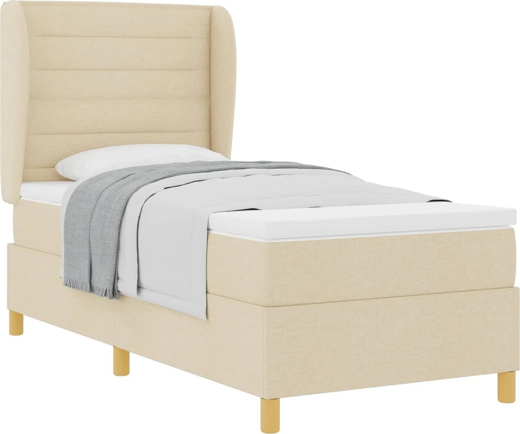 vidaXL Boxspring ágy matraccal Sötétszürke 90x190 cm Szövet Krém