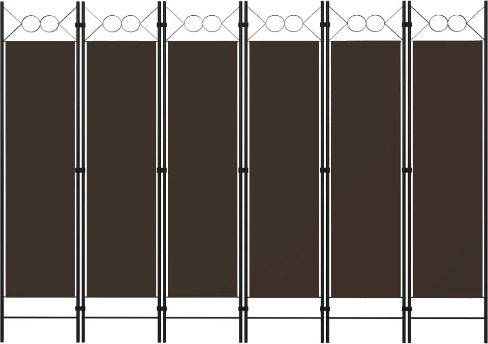 vidaXL barna 6 paneles paraván 240 x 180 cm