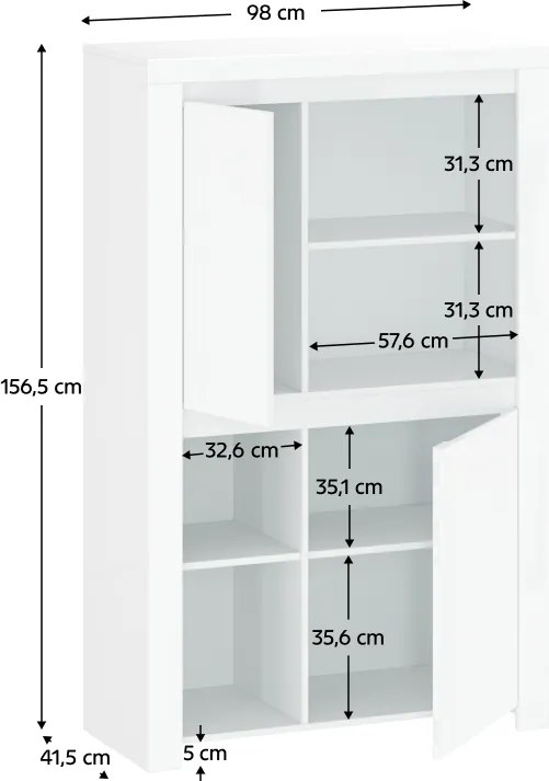 Polcállvány 2D, fehér fényes, LINDY