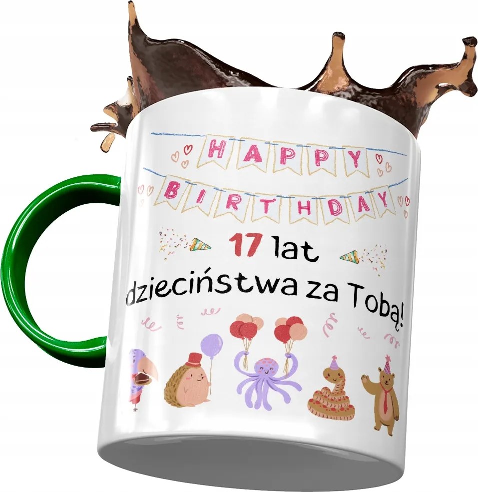 Zöld Bögre Születésnapra 17 17. 17. Ajándék Nyomtatott Fotóval