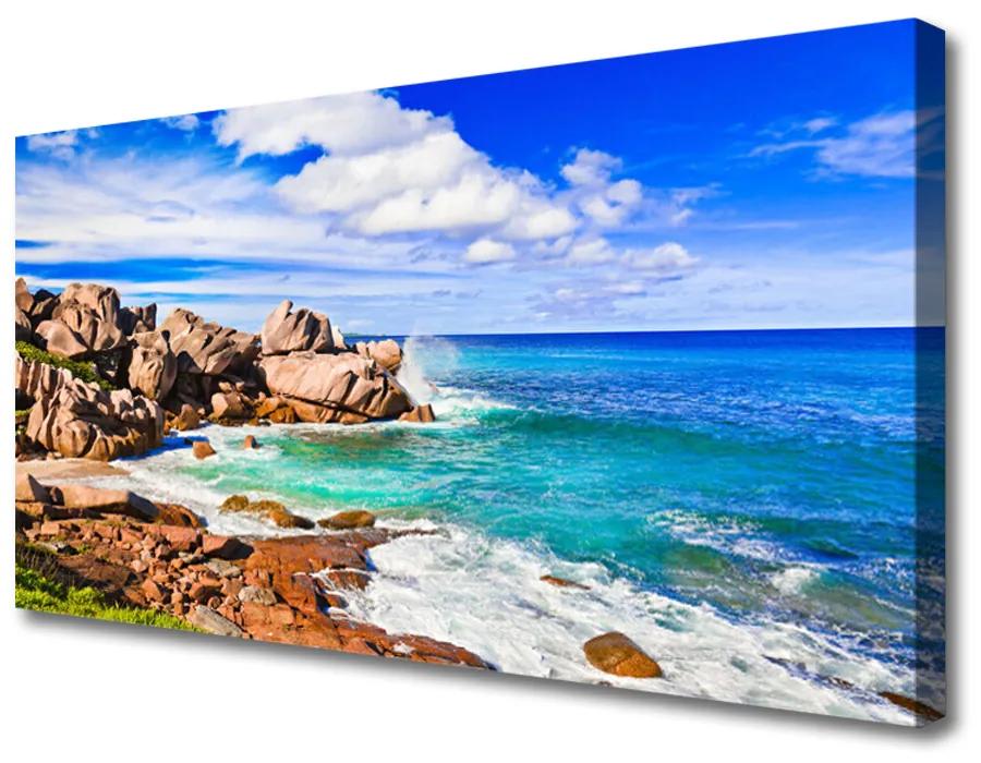 Vászonkép nyomtatás Tengeri táj Rocks Beach 125x50 cm
