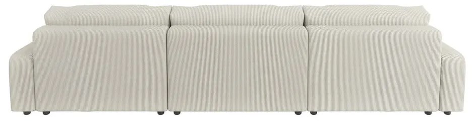 Krémszínű kordbársony kinyitható tárolóhelyes sarokkanapé Sara – Ropez