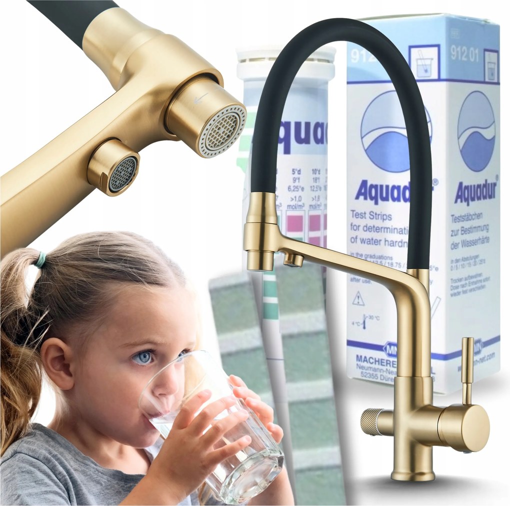 Konyhai Csaptelep Arany Háromutas Rugalmas Kifolyócső Konyhai csaptelep Szűrő