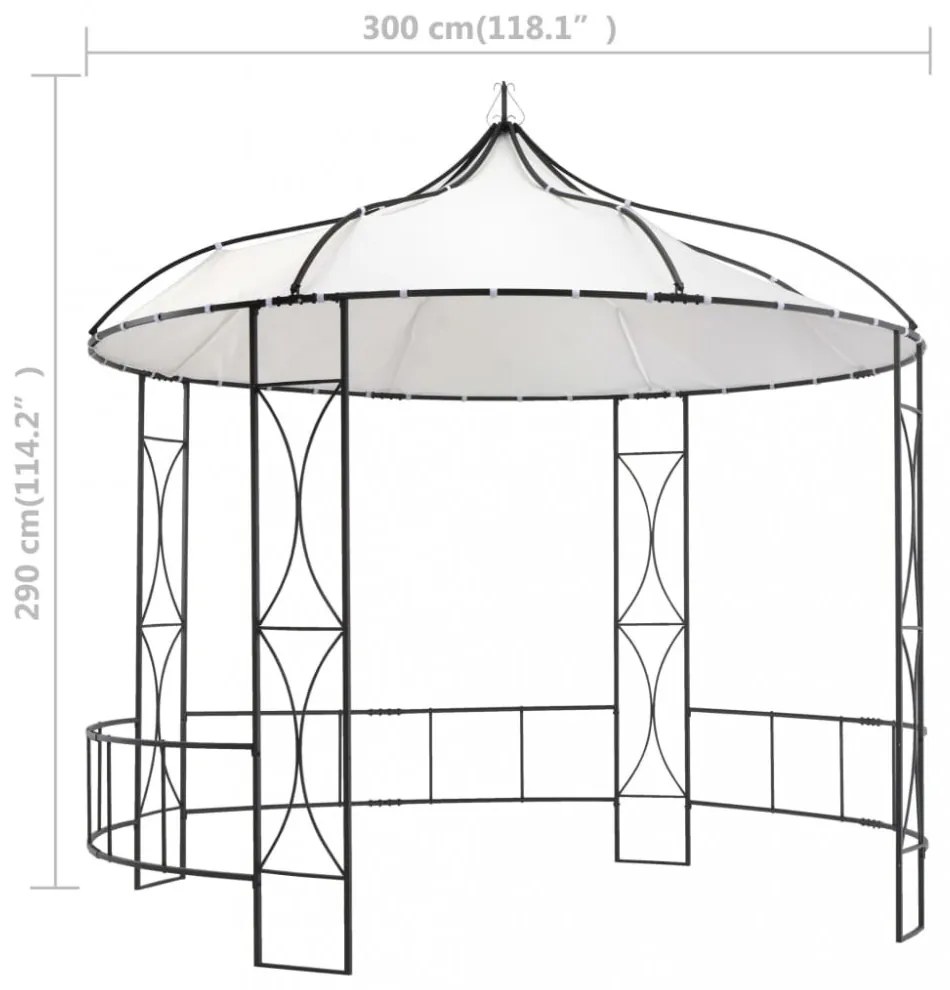 vidaXL fehér kerek pavilon 300 x 290 cm