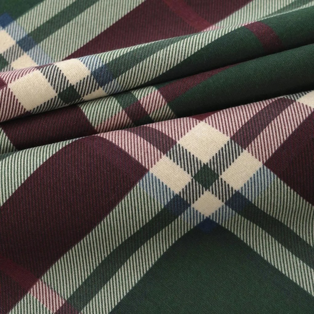 Goldea flanel ágyneműhuzat - sötétzöld skótkockás 140 x 200 és 70 x 90 cm