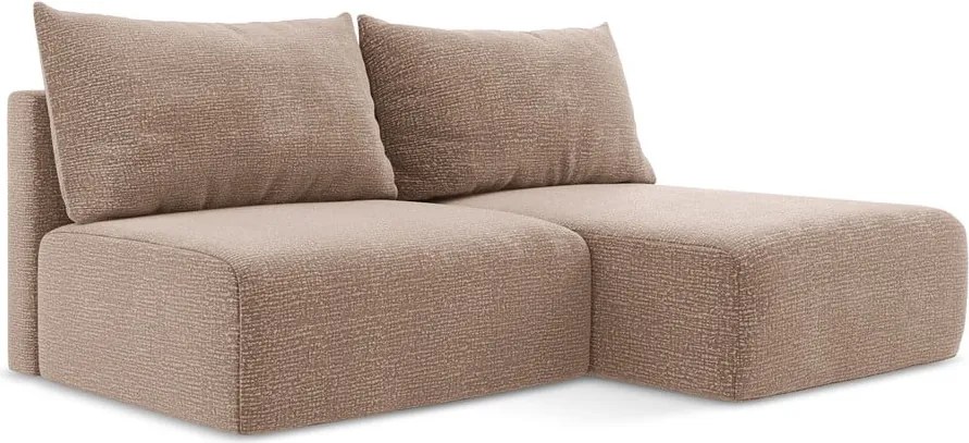 Világosbarna kinyitható-tárolóhelyes sarokkanapé (jobb oldali) Kalena – Makamii