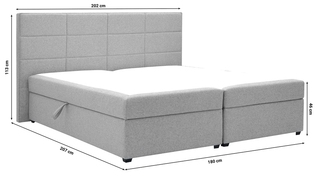Franciaágy Boxspring 180 cm Revenant (világosszürke) (ágyráccsal és matraccal) (tárolóhellyel). 1098563