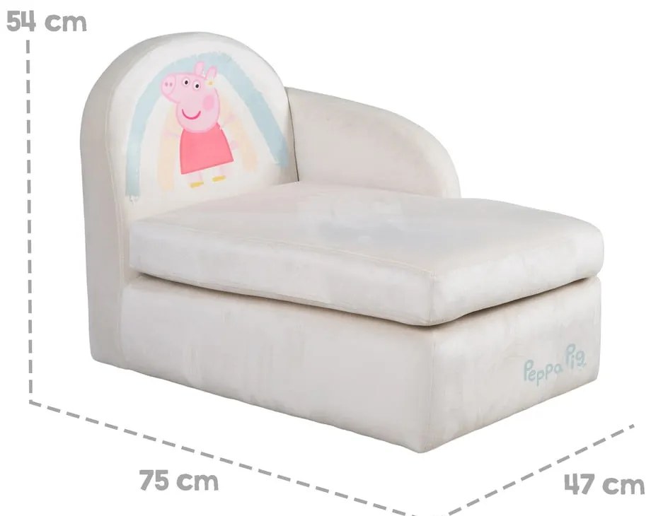 Fehér bársony gyerek kanapé 75 cm Peppa Pig – Roba