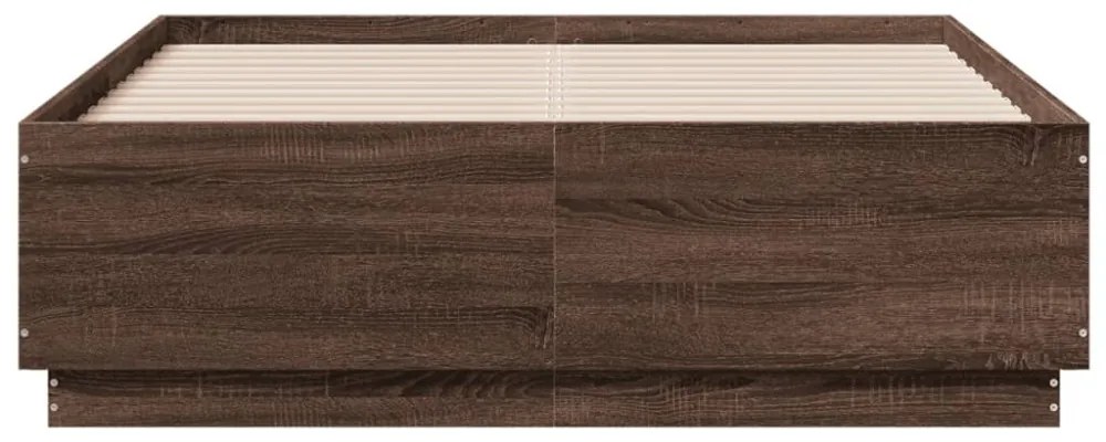 barna tölgyszínű szerelt fa ágykeret LED-del 135 x 190 cm