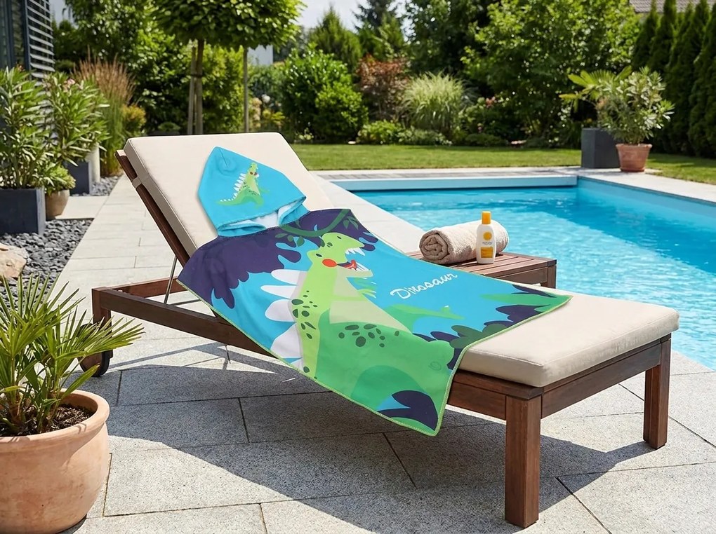 Gyerek poncsó DINOSAUR színes Méret: 60 x 120 cm