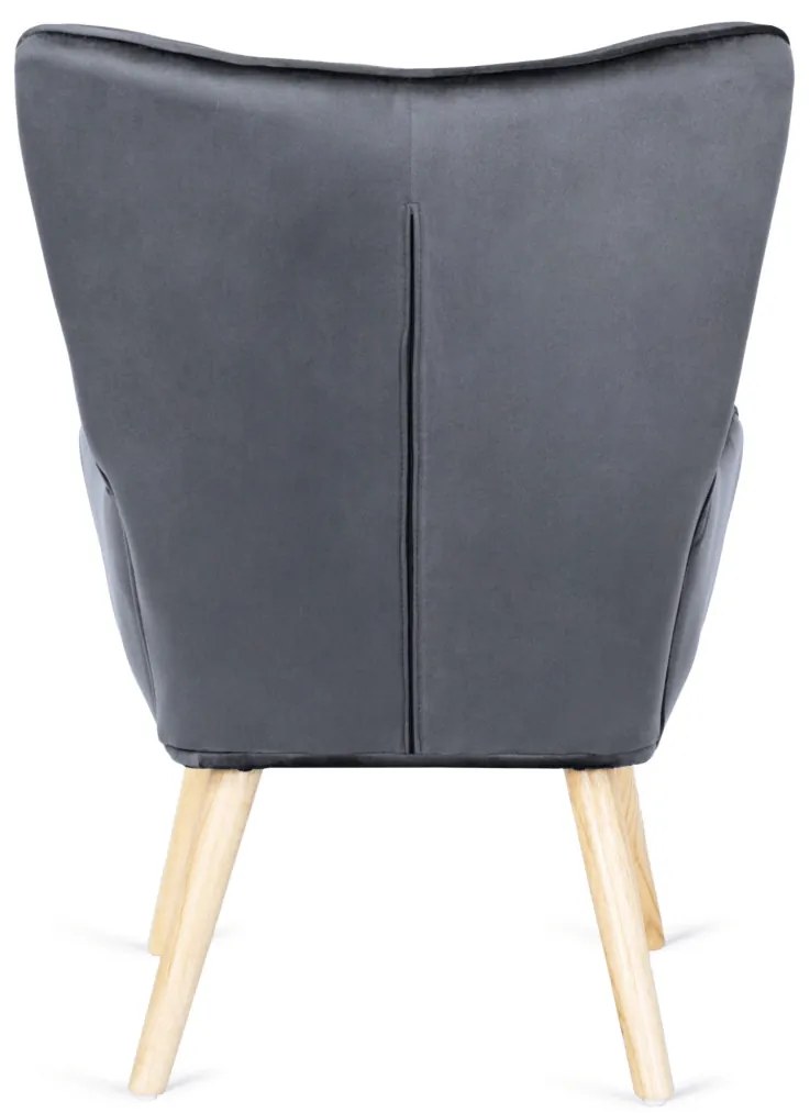 Füles Fotel Lábtartóval Szürke Bársony Kárpittal. LOZANO 2