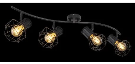 Globo 54017-4 Spotlámpa fém fekete rácsos búrával. HxSZxM:800x225x190, exkl. 4xE27 40W 230V