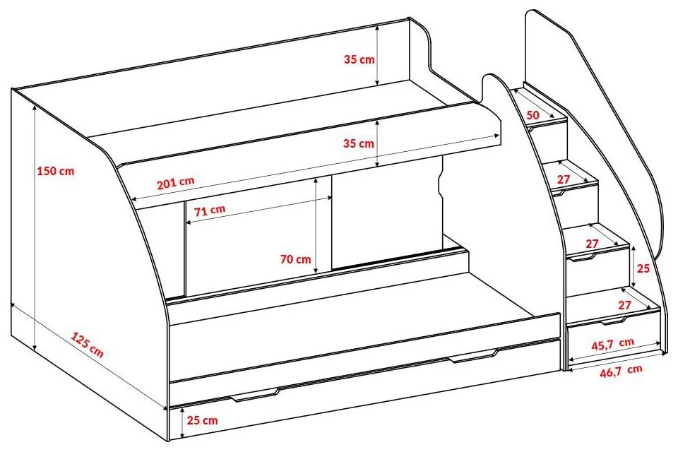 Emeletes ágy 80 cm Mareus (Szürke) (ágyráccsal). Akció -16%. 1014003